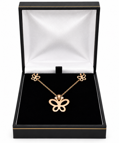 Butterfly Jewellery Pendant and Earrings