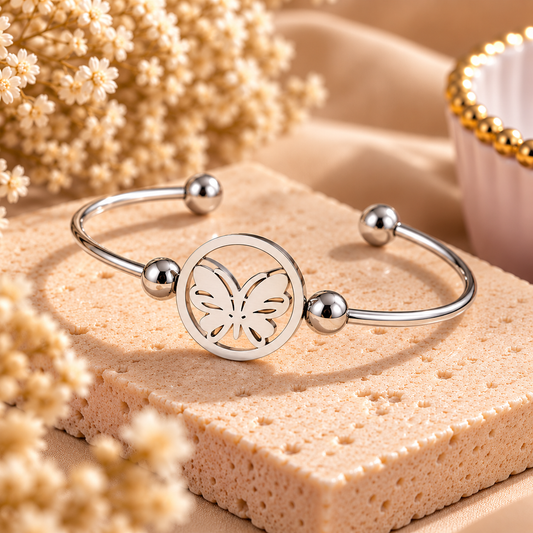 Butterfly Bangle – Silver by Mehervaan