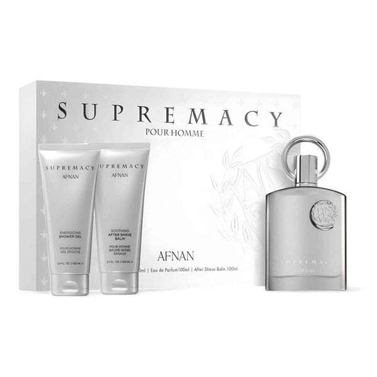 Afnan Supremacy Silver Gift Set - EDP 100ml Spray + 150ml Shower Gel by Afnan