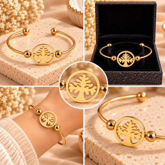 Tree of Life Bangle – Gold by Mehervaan