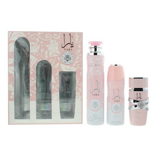 Lattafa Perfumes Yara Gift Set 100ml EDP + 300ml Air Freshener + 200ml Perfumed Spray by Lattafa